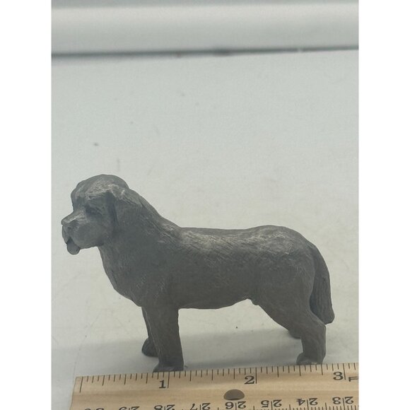 Miniature Rawcliffe Pewter Dog Figurine St Bernard Newfoundland Newfie with Tong - Picture 7 of 7